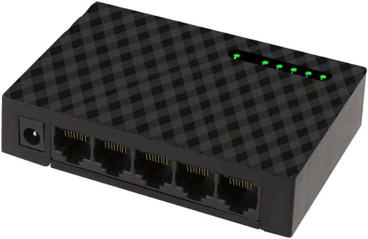 Netwerk Switch - Ethernet Hub - Sneller Internet - 5 Gigabit Poorten - 100 x 70 x 25 mm - Wit