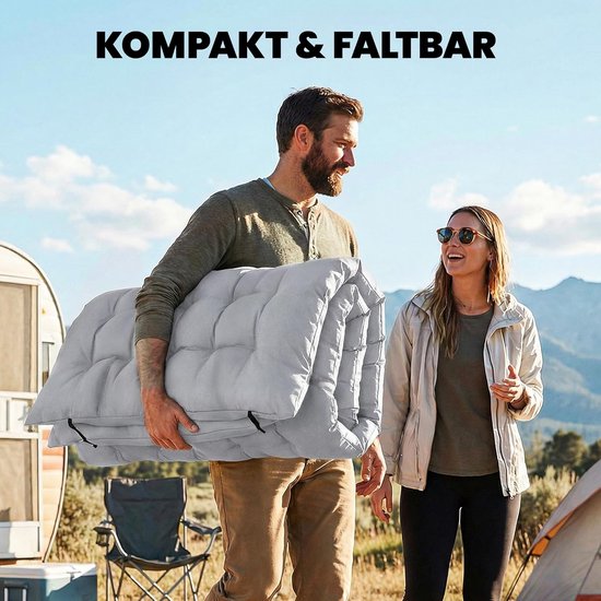 Campingmat - Slaapmat - Kamperen - 8 cm dik - 200 x 80 cm - Lichtgrijs — afbeelding 5