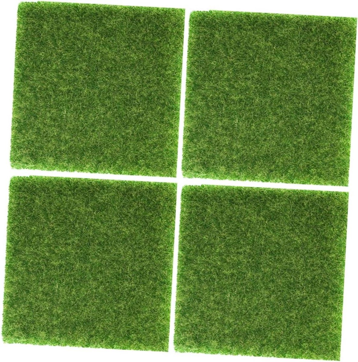 Kunstgras Matten - Decoratief Gras - Diorama Bouwen - Snijdbaar Materiaal - 4 Stuks 15x15cm - Groen