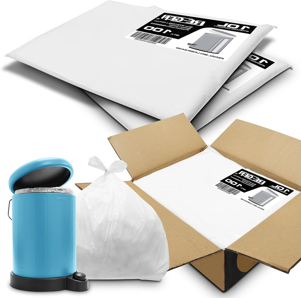 Vuilniszakken - Afvalzakken - Dagelijks Gebruik - Plat Verpakt - 10 Liter - Wit