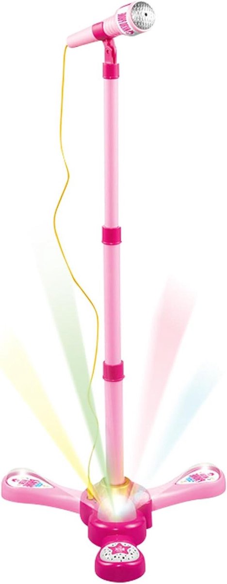 Karaokemicrofoon Kinderen - Zang Speelgoed - Muziek Leren - Verstelbare Standaard - 53-89 cm - Roze