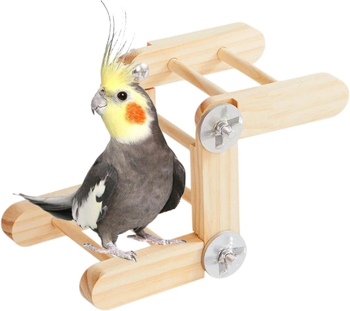 Vogel Speelgoed - Klimtouw Hout - Actieve Vogels - Natuurlijk Materiaal - 27.6 cm Lengte - Multicolor