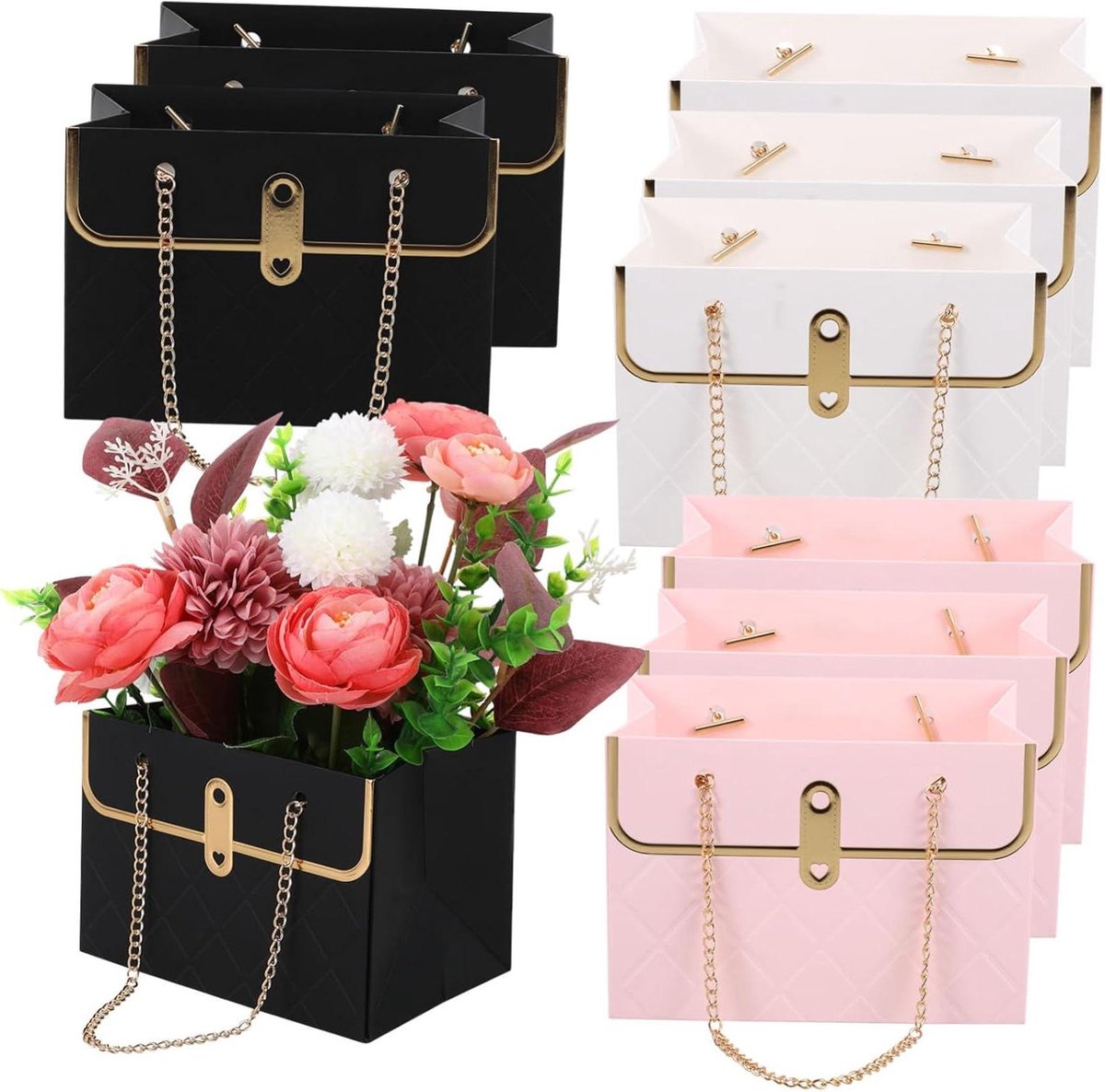 Boeket Draagtas - Bloemen Verpakking - Bloemen Presenteren - Uniek Ontwerp - 9 Stuks - Multicolor