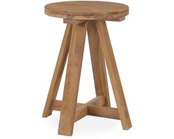 Oud Teakhouten Krukje Liva – Rond – Hoogte 47 cm – Sterk & Robuust