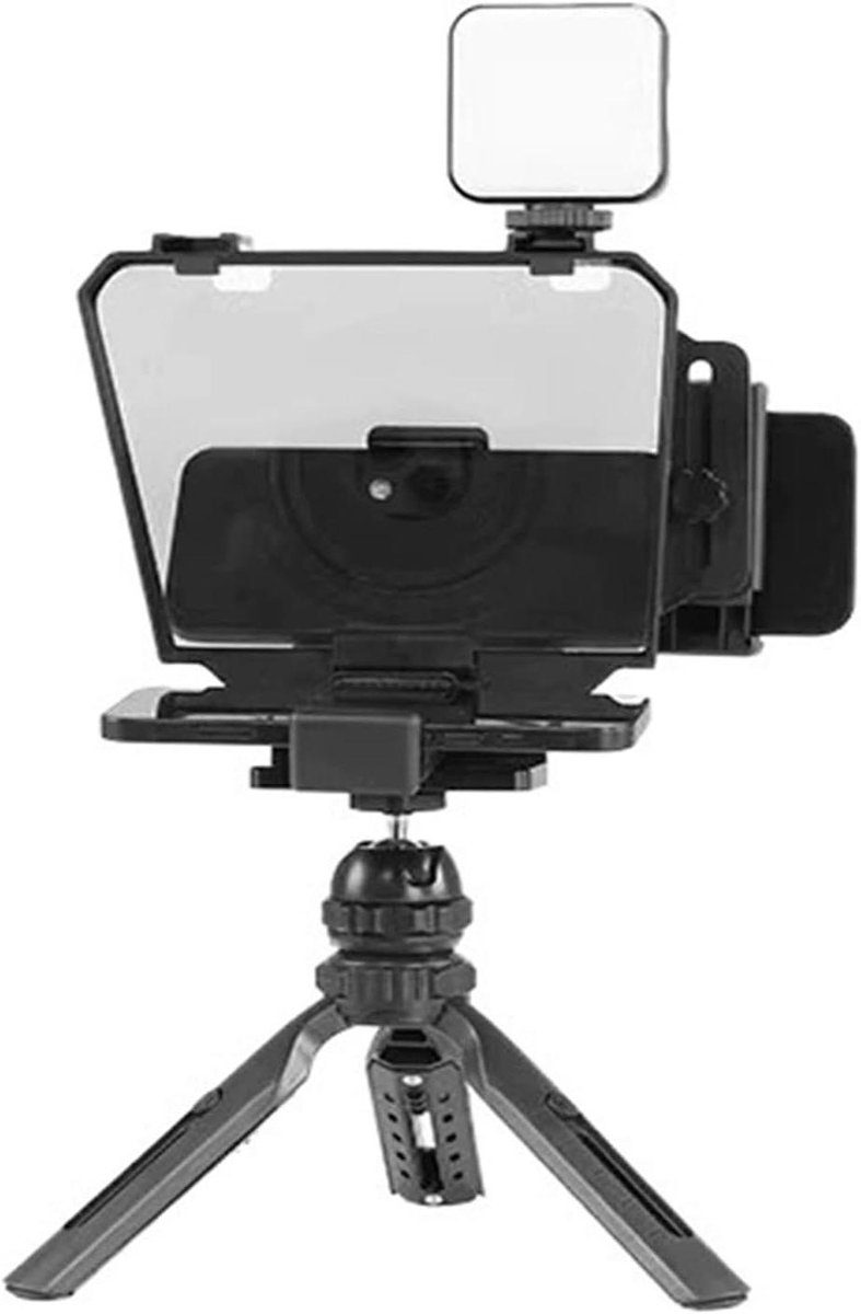 Teleprompter Kit - Opname Hulpmiddel - Video Opnames - Inclusief Afstandsbediening - Met Statief - Zwart