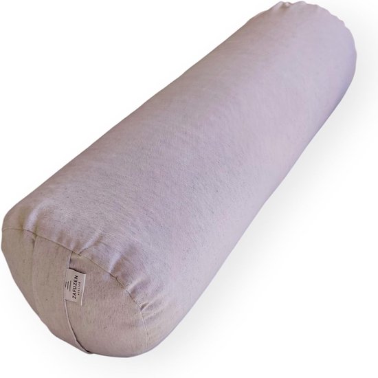 Cilindrische Yoga Bolster - Yoga Kussen - Restauratieve Yoga - Biologische Spelt Vulling - 60 x 20 cm - Zand — afbeelding 3