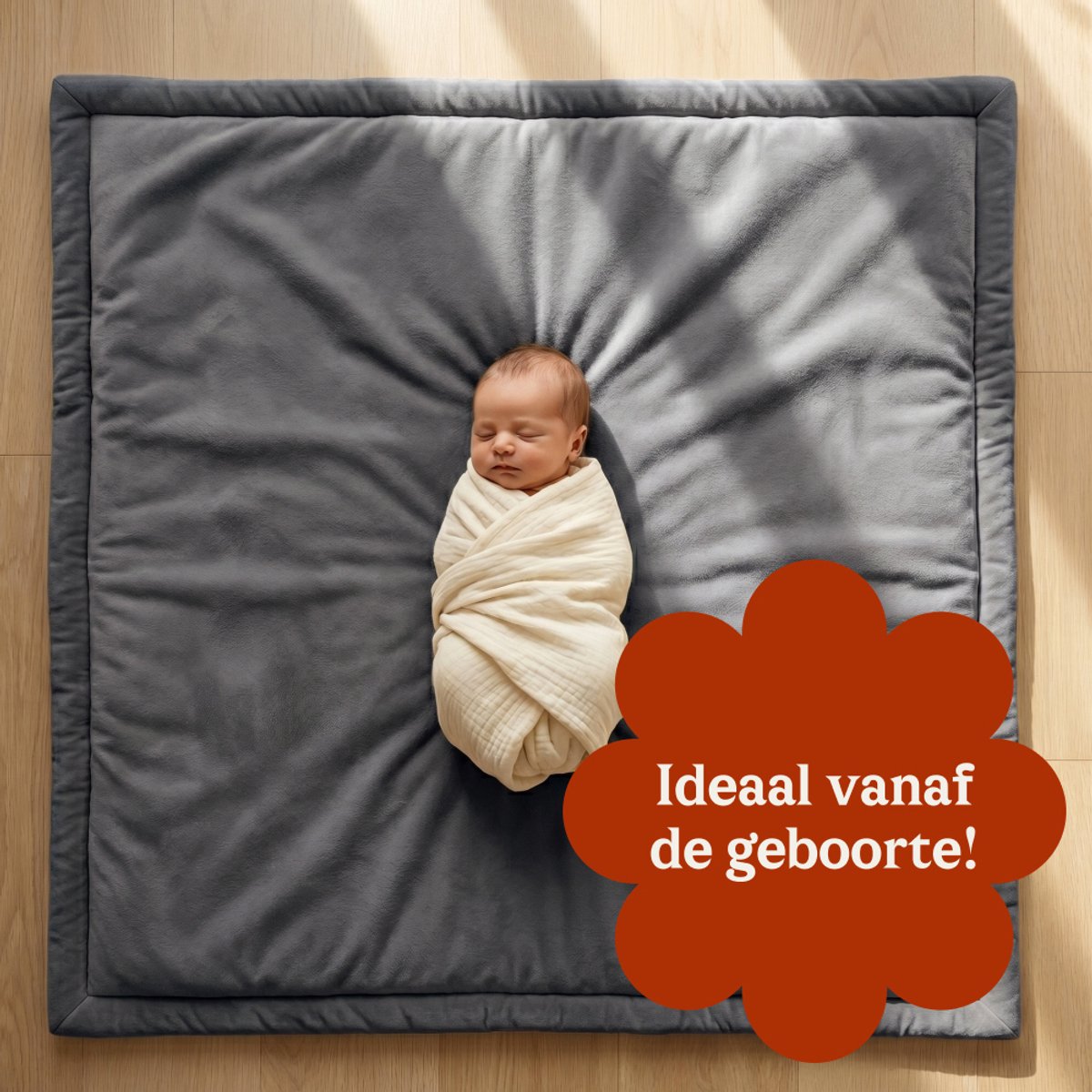 CASABEL Baby Speelmat van Grijs Fluweel 120×120 cm, Dik en Zacht, Schuim, Antislip Onderkant thumbnail 4