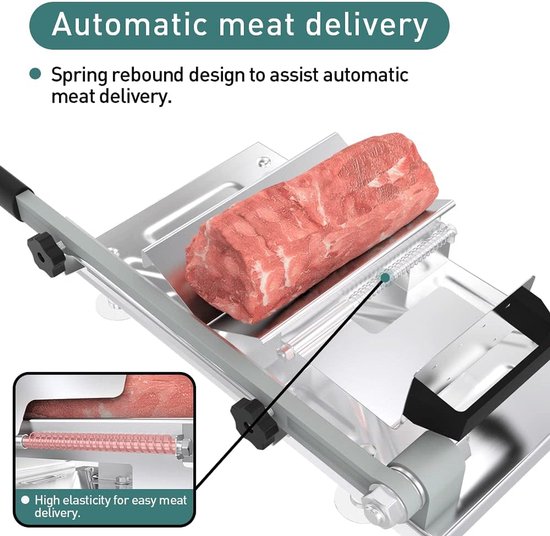 Snijmachine - Handmatige snijmachine voor bevroren vlees - Snijmachine voor rund- en lamsvleesrollen - Geschikt voor thuis koken, grillen en hotpot - Zilverkleurig — afbeelding 3