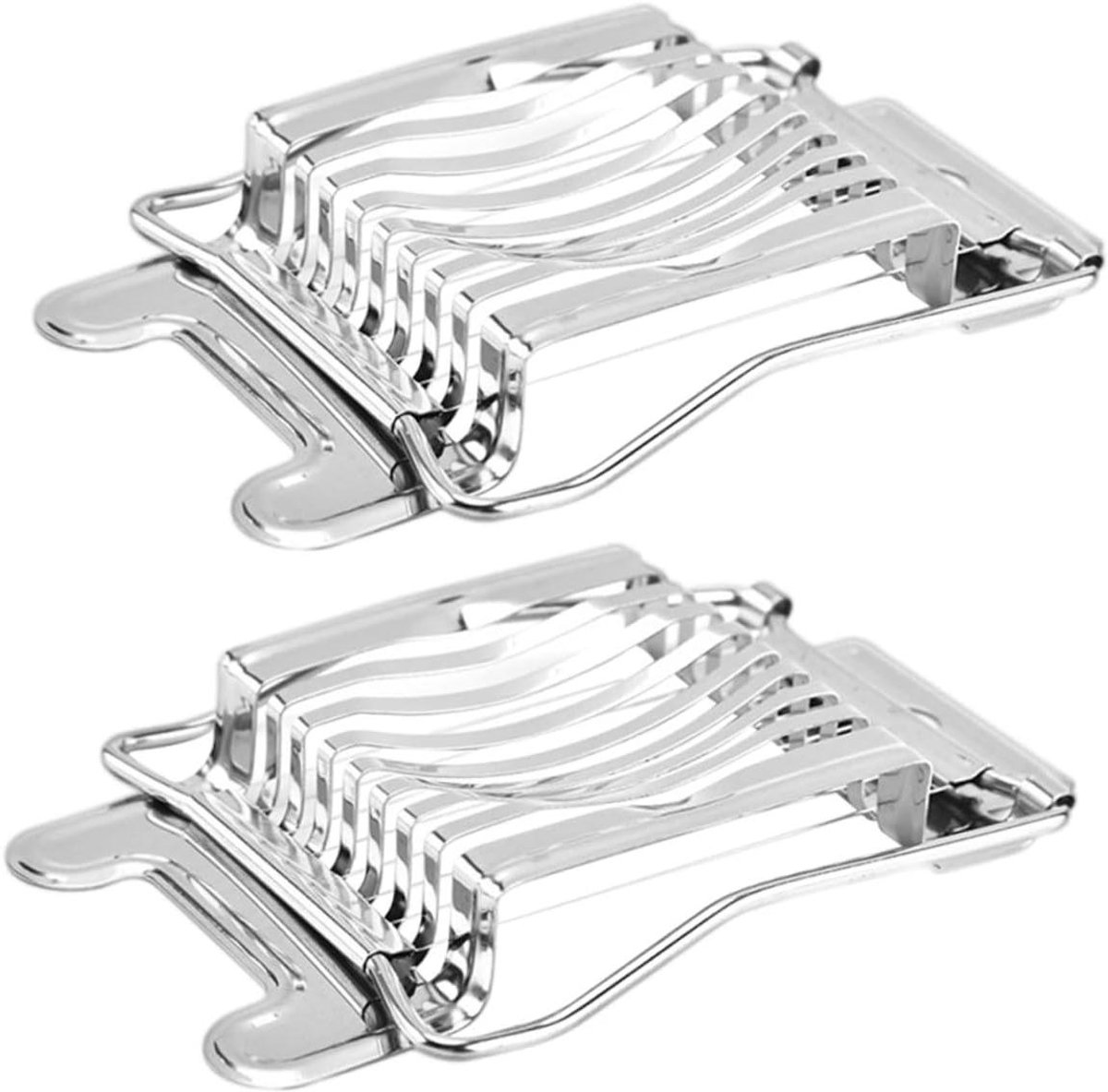 Eiersnijder Set - Keuken Tool - Eieren Delen - 8 Scherpe Draden - 2 Stuks - Zilverkleurig