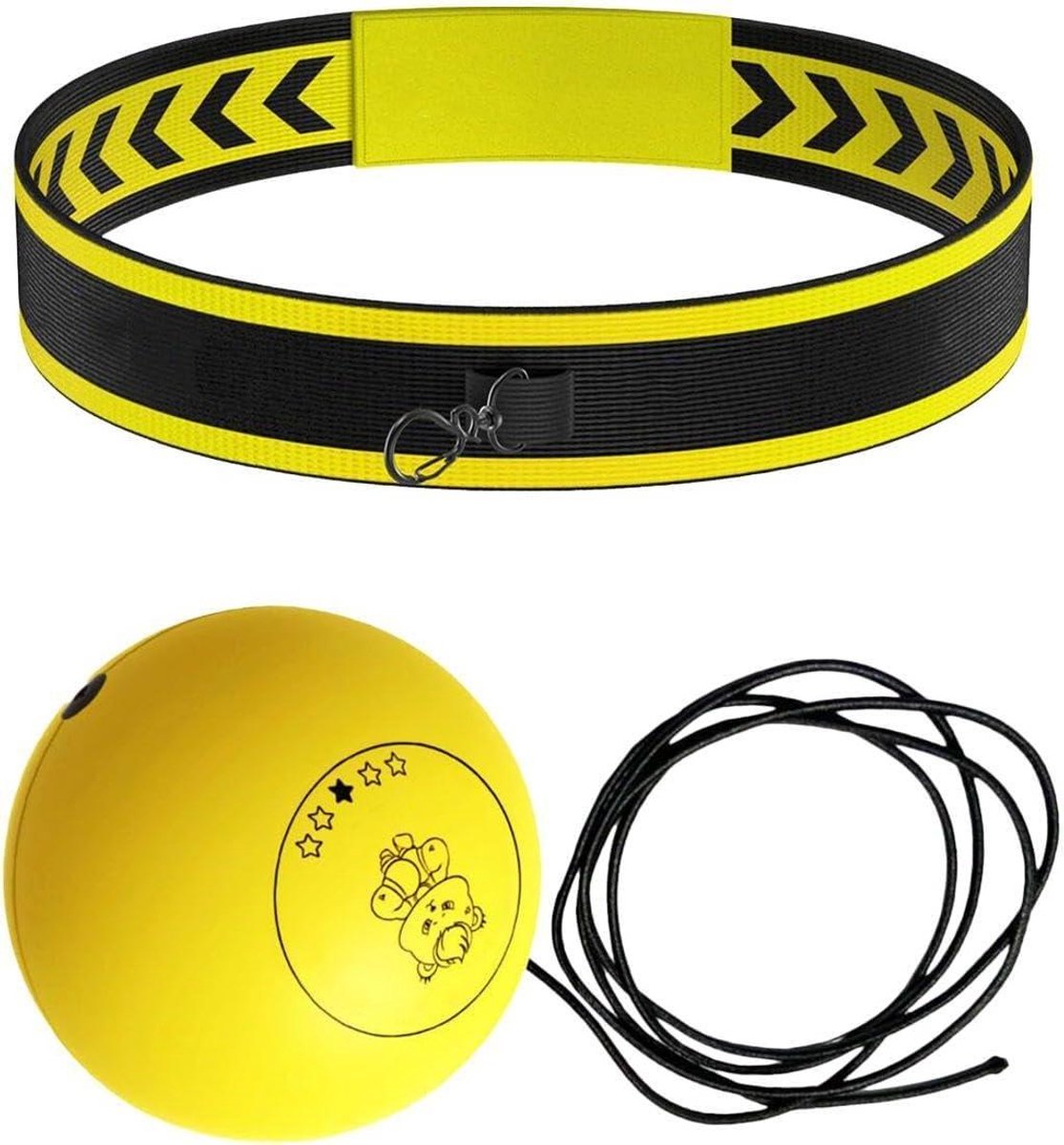 Boks Reflexbal - Hoofdband Bal - Hand Oog Training - Veelzijdige Reflextrainer - 25 cm Hoofdband - Gele Bal