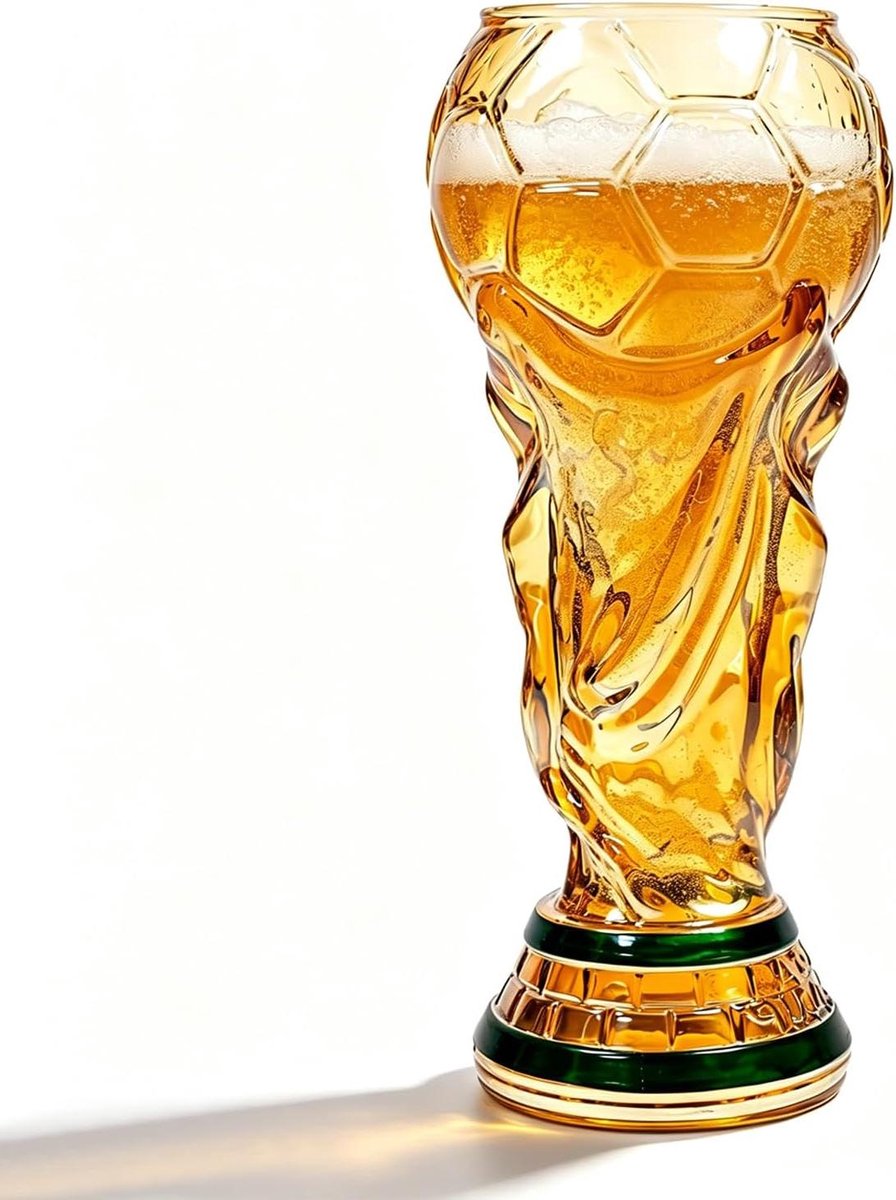 Bierpul Voetbal - WK Glas - Feestelijke Dranken - Trofee Design - 480 ml - Gekleurd