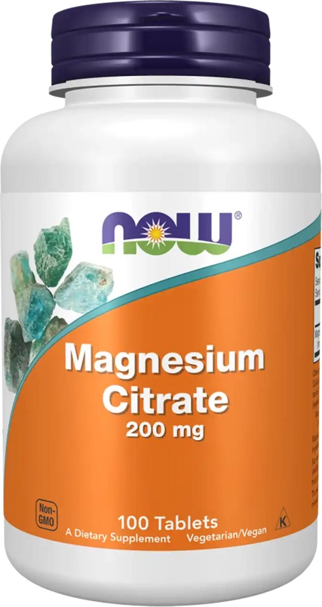 Now Foods Magnesium Citrate 200mg (100 tabs) Standard - Vitaminen, mineralen & gezondheid - Mineralen