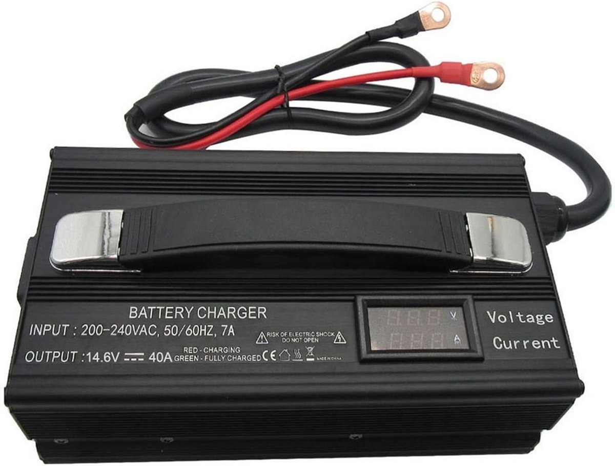 Batterij Oplader - LiFePO4 Lader - Energie Opslag - Snelladen 40A - 12V - Zwart