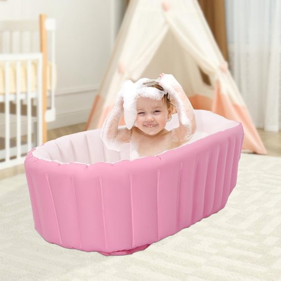 Baby Badje - Opblaasbaar Badje - Baby Verzorging - Inclusief Pomp - 77 x 40 cm - Roze — afbeelding 2