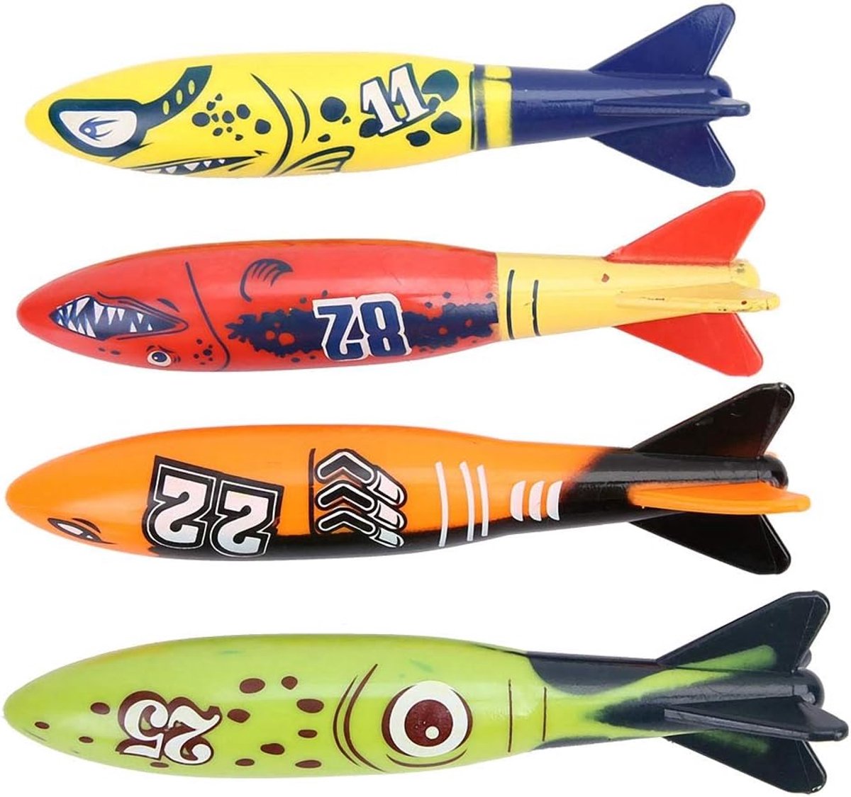 Onderwater Torpedo Raket - Duikspeelgoed Set - Zwemvaardigheden Verbeteren - Duurzaam Plastic Materiaal - 4 Stuks - Felle Kleuren