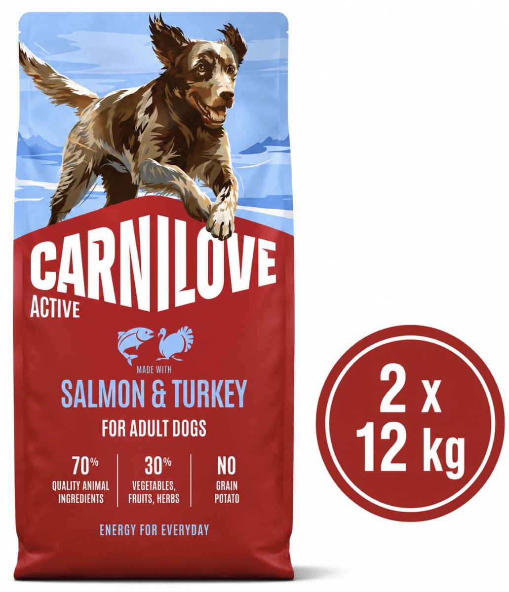 Carnilove 2x12 kg Carnilove salmon en turkey adult hondenvoer