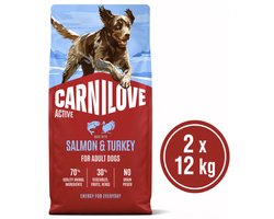 2x12 kg Carnilove salmon en turkey adult hondenvoer