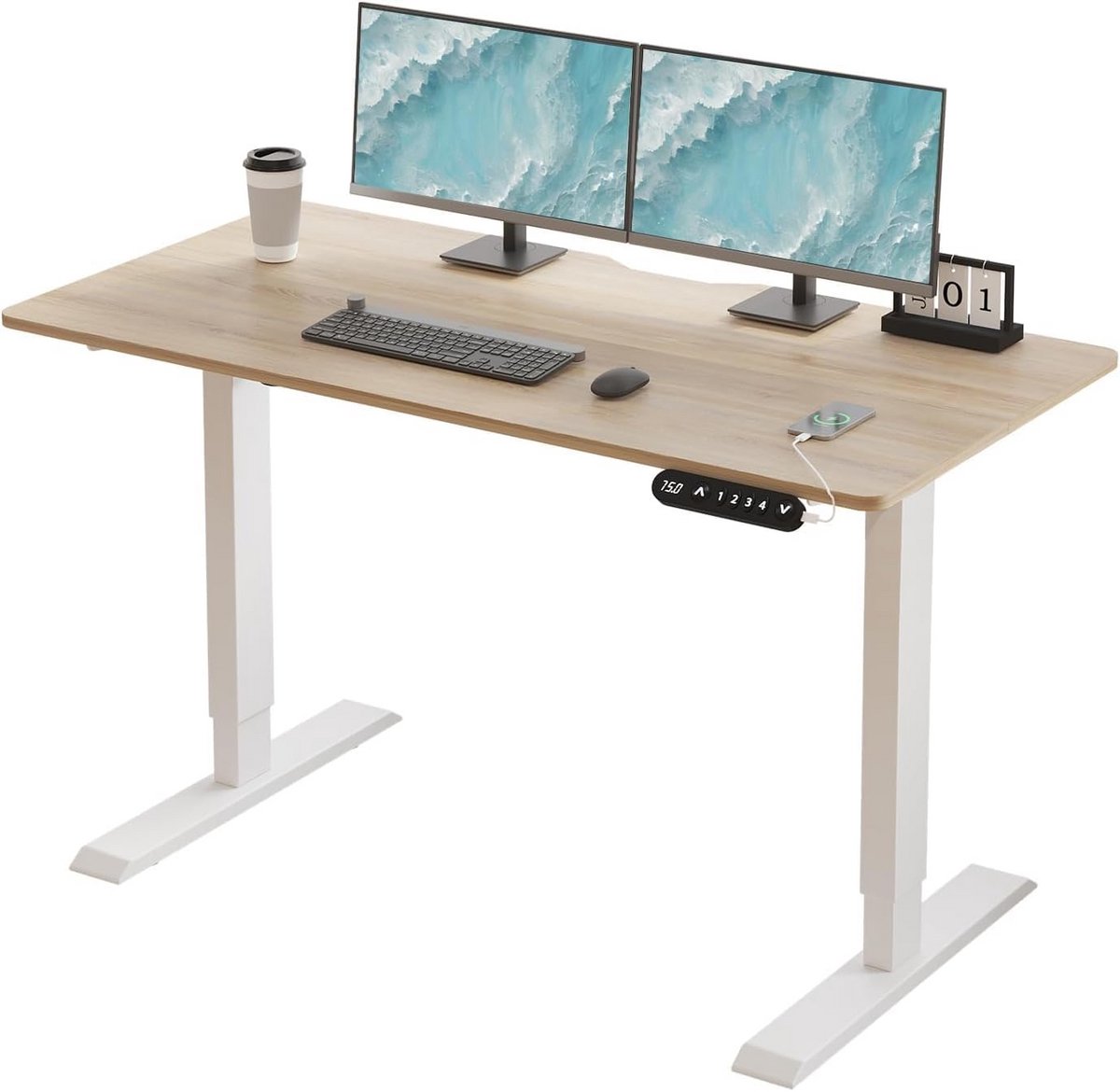 Elektrisch In Hoogte Verstelbaar Bureau 100x60 cm voor Thuiswerkplek en Kantoor