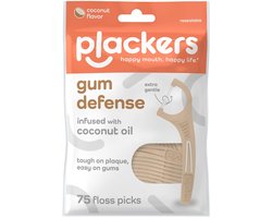 Plackers Gum Defense Floss Picks met Kokosolie - Floss Picks - Coconut Smaak - GentleFloss - 75 Stuks