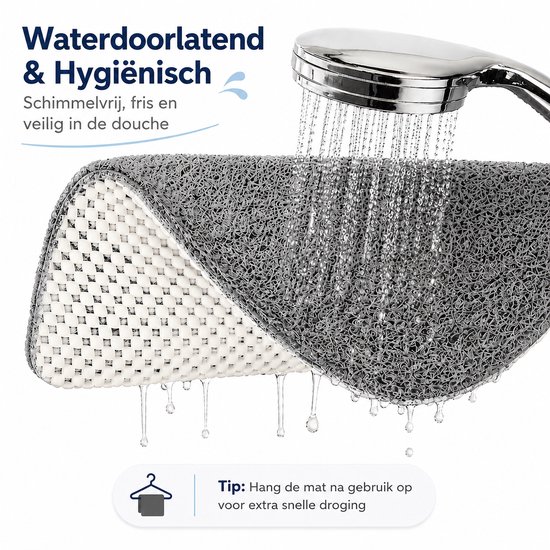 GLODI GOODS® Antislip badmat douchemat 40x60 cm - voor in de douche of bad – antislipmat waterdoorlatend – GRIJS