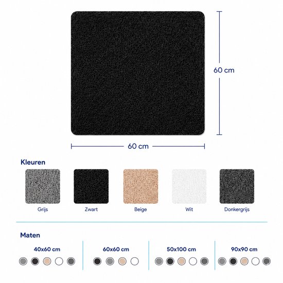 GLODI GOODS® Antislip badmat douchemat 60x60 cm - voor in de douche – antislipmat waterdoorlatend – ZWART
