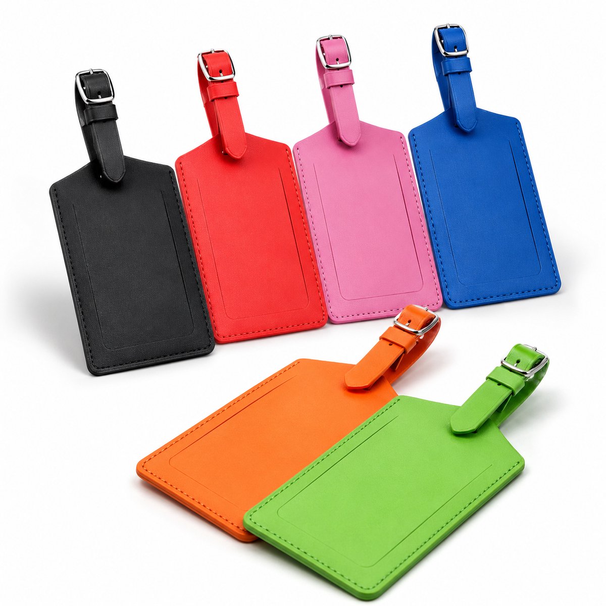 Bol.com BOTC Kofferlabels - Leather Bagagelabel - 6 stuks Kofferlabel - Reisaccessoire - Naamlabel - Meerdere Kleuren aanbieding