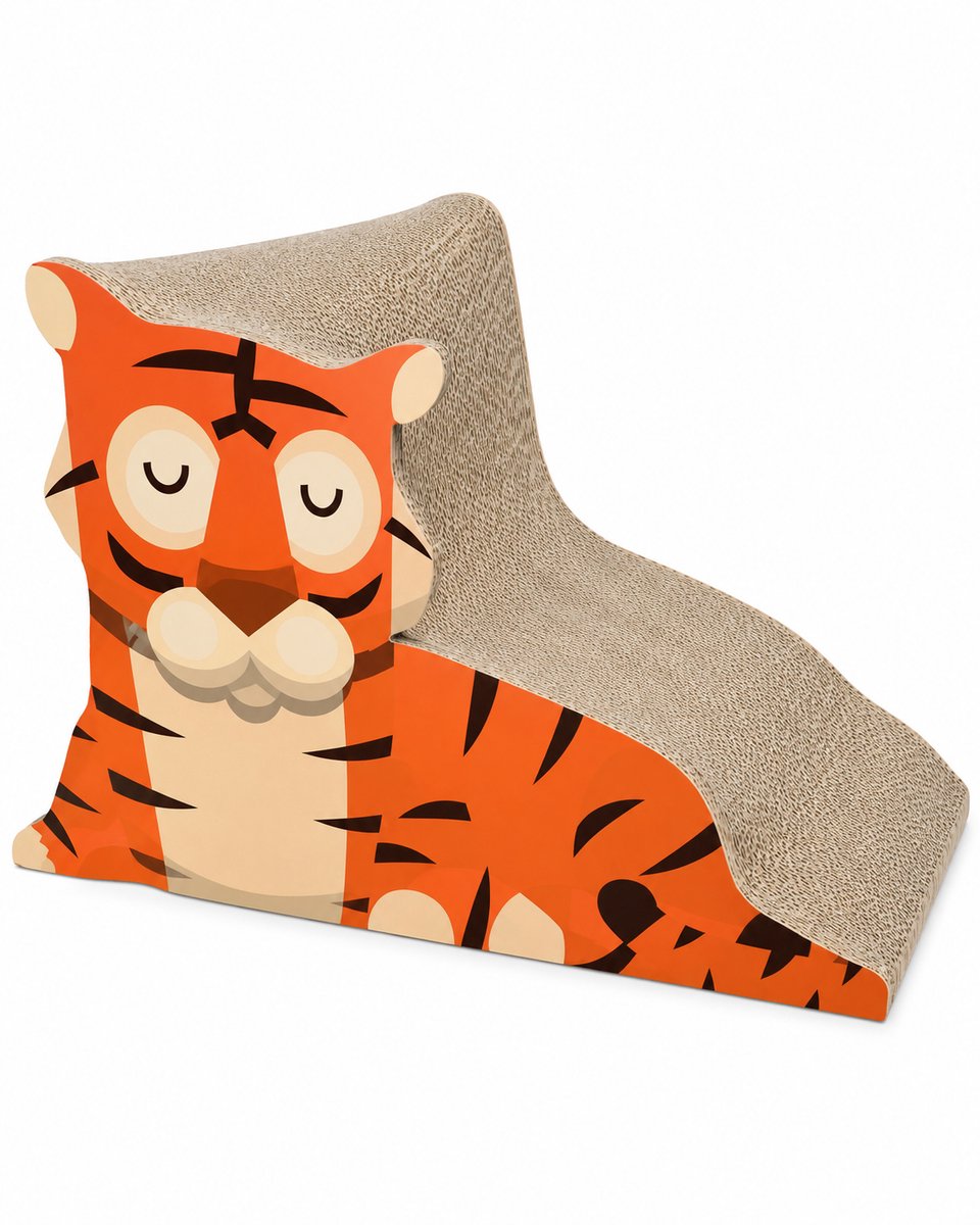 Kowloon krabkarton - kattenkrabspeelgoed - krabmeubel - tijger- 70x 36 x 20 cm