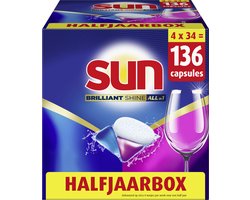 Sun - Vaatwastabletten - Brilliant Shine - All-in 1 - 136 Capsules - Voordeelverpakking