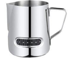 SNQ Melkopschuimpot - 350 Ml - Koffiezetapparaat Melkpot - Melkopschuimbeker Met Thermometer - Rvs Potstoomapparaat - Melk Koffie Cappuccino Latte Art Barista Stoomapparaat