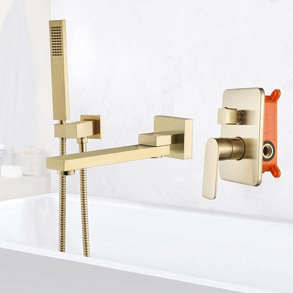 Badkraan Met Handdouche - Wandkraan Douche - Comfortabel Baden - 180° Draaibare Uitloop -