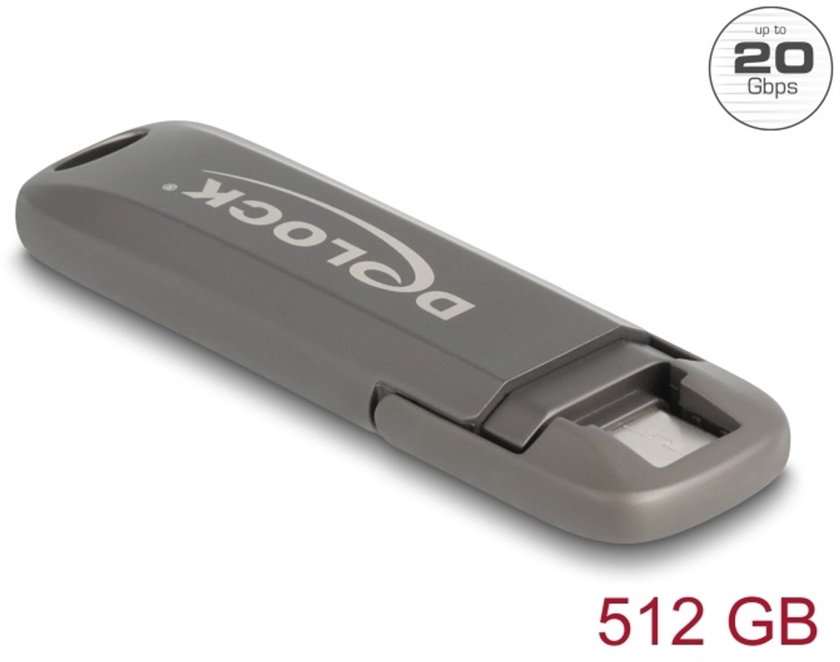 Delock USB 20 Gbps USB-C™ Memory Stick 512 GB, Read Speed: 1980 MB/s - Metal Housing