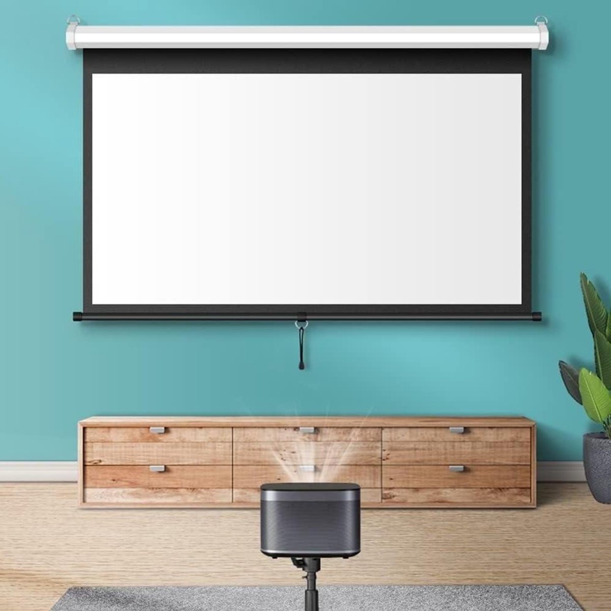 Uitschuifbaar Projectiescherm - Filmscherm Wandmontage - Thuisbioscoop Presentatie - Handmatig Neerklapbaar - 60 inch 4:3 - Wit