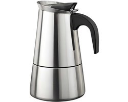 Cheffinger, Italiaans Koffiezetapparaat van RVS 12 Kopjes Inductie Compatibel voor Moka Koffie, Zilver