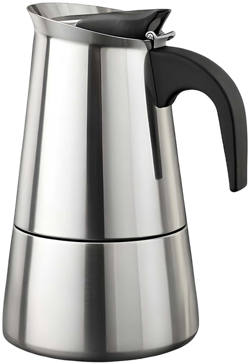 Cheffinger, Italiaans Koffiezetapparaat van RVS 12 Kopjes Inductie Compatibel voor Moka Koffie, Zilver