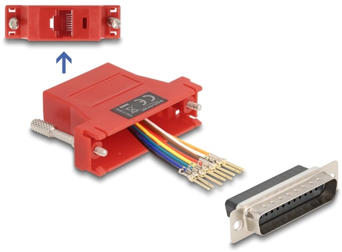Delock D-Sub 25 pin male to RJ45 female Assembly Kit red