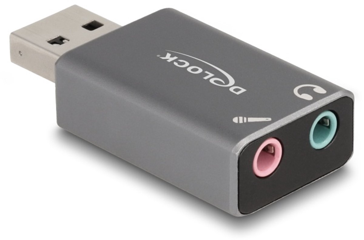 Delock External USB Sound Card with USB-A male to 2 x 3.5 mm Stereo jack Plug & Play audio adapter for PC, Laptop and Mac
