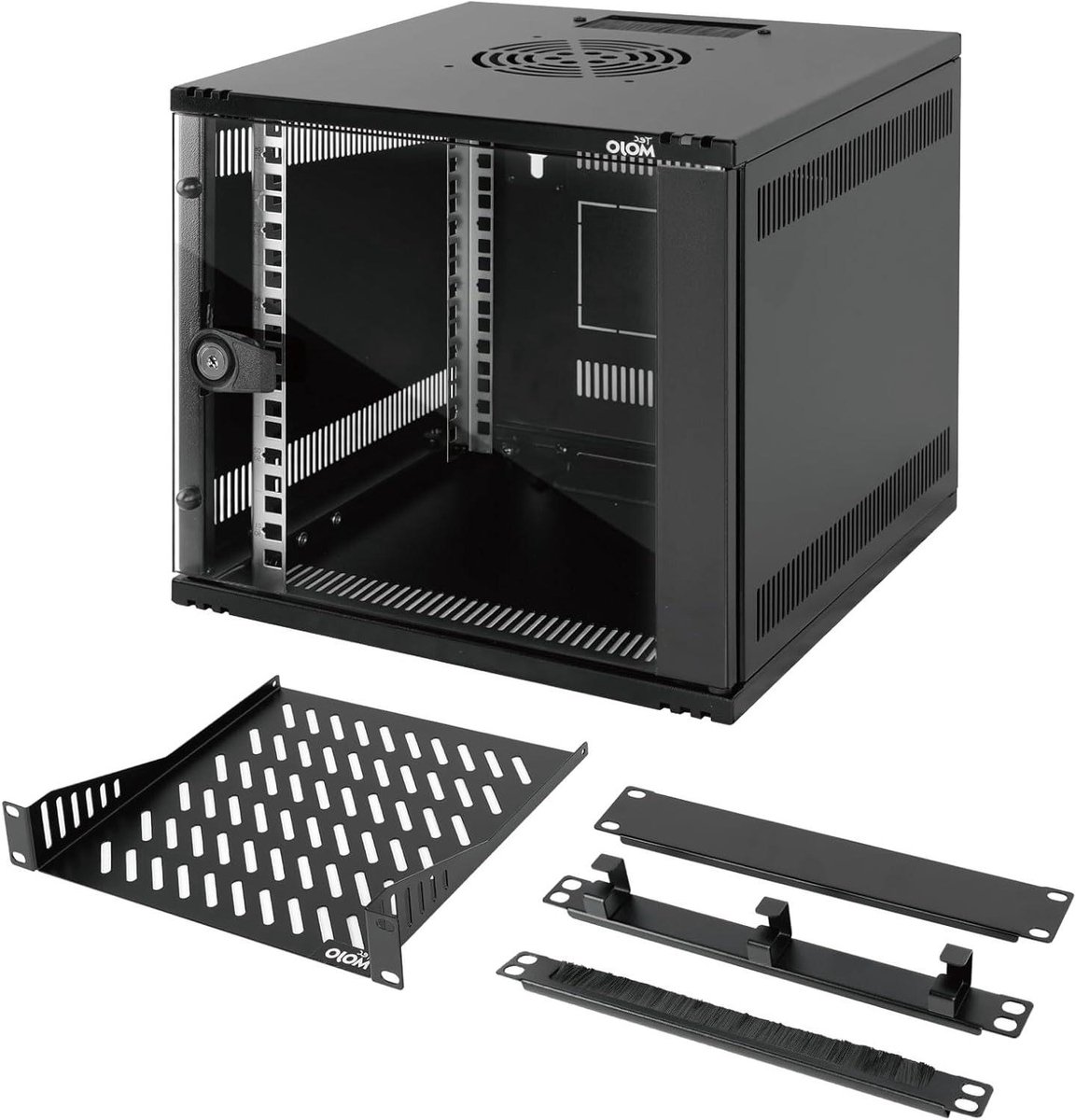 Netwerkkast Wandmontage - Serverkast Rack - Apparaten Organiseren - Glazen Deur - 6 U 33 cm - Zwart