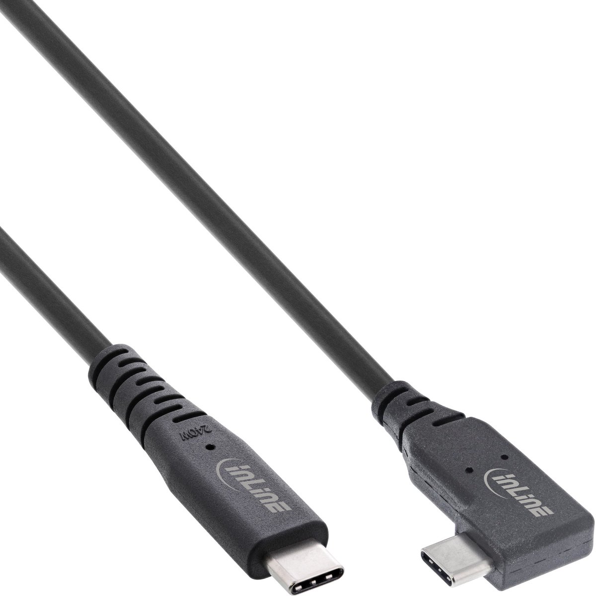 InLine USB-C Kabel - USB4 - Een kant haaks - 240W PD - 2 meter - Zwart