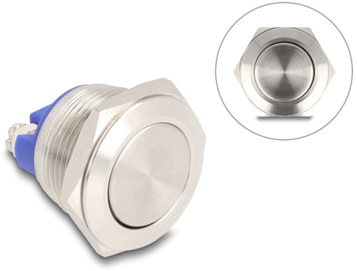 Delock Push Button for Installation 19 mm 2 x Screw Terminal actuator flat