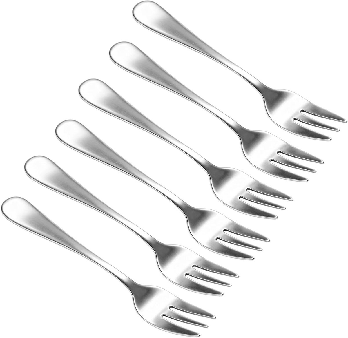 Dessertvorken Set - Taartvorkjes Fruitvorken - Nagerechten Eten - Vaatwasserbestendig - 14 cm - Zilver