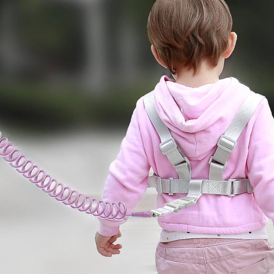 Kinderharnas met riem - Veiligheidstuigje polsband - Buitenactiviteiten veilig - Glow-in-the-dark functie - 1.5-2.5m verstelbaar - Roze — afbeelding 3