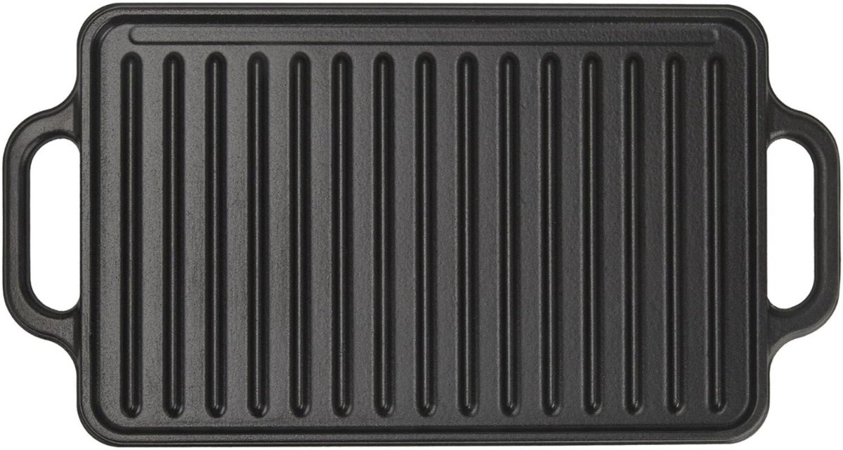 Grillplaat Inductie - Emaille Gietijzeren Grillplaat - Inductie Grillpan - 33 X 21 Cm - Dubbelzijdig Bruikbaar - Voor Vuur - Grill - Oven - Vitrokeramiek - Gas - Zonder Schadelijke Stoffen En PTFE