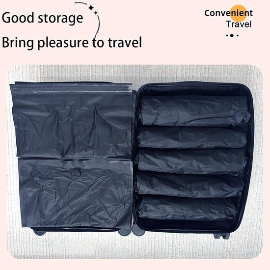 Compressie Zakken - Kleding Organizer - Ruimte Besparen - Hand Rolbaar - Medium Maat - Zwart — afbeelding 2