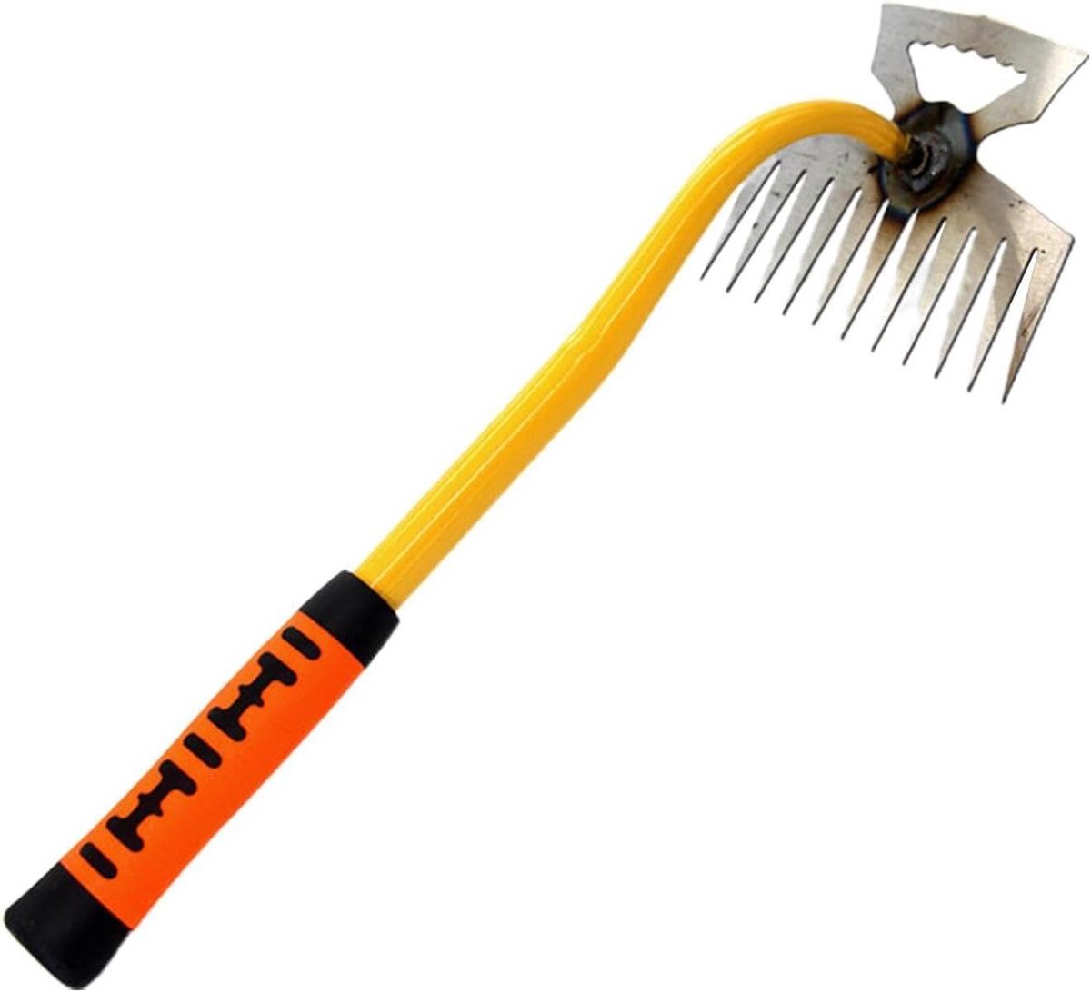 Grasverwijderaar Tool - Onkruidsteker - Tuin Onderhouden - Dubbele Kop 11 Tanden - 33 cm - Tijger Handvat