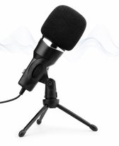 USB Microfoon met standaard - Gaming - Podcast - Voor Pc en console - Standaard - Incl. Plopkap - Zwart - Vivid Green