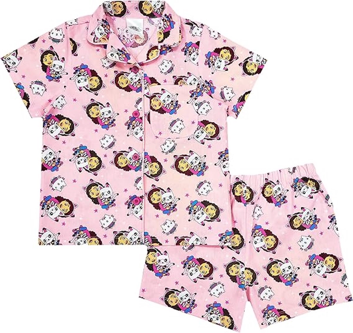 Gabby's Poppenhuis kinderpyjama - Maat 98/104 - Gabby Dollhouse - Shortama - Roze