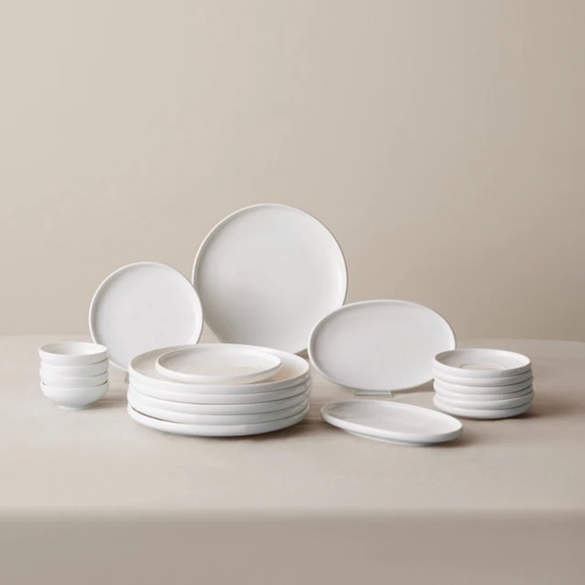 Karaca Stream Pure Cordelia - 26-Delige Porseleinen Serviesset voor 6 Personen – Wit – Modern Dinerservies van Porselein