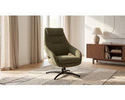 Draaifauteuil – House&Garden Maxwell Elite Relax Draaistoel Hunter Chenille – Luxe 360° Draaifauteuil met Kantelfunctie – Ergonomische Lounge Fauteuil met Verstelbare Zitpositie – Zwart Metalen Design Stoel – 75x84x108 cm