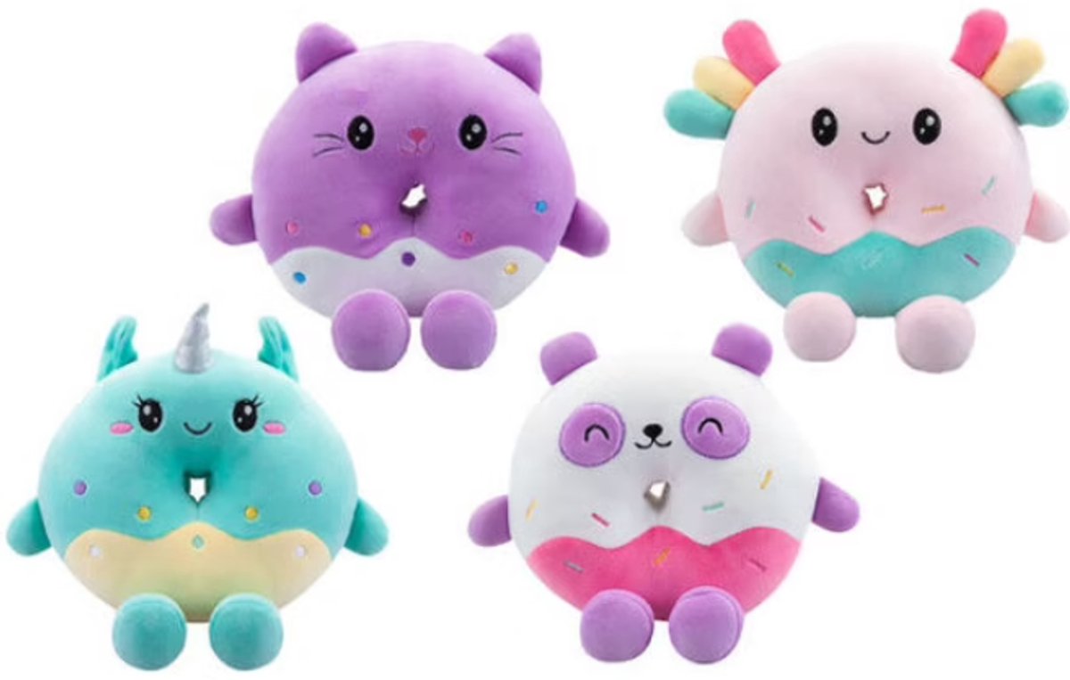 Toi-Toys pluchen dieren donut knuffel 29 cm multi kleur cadeau.