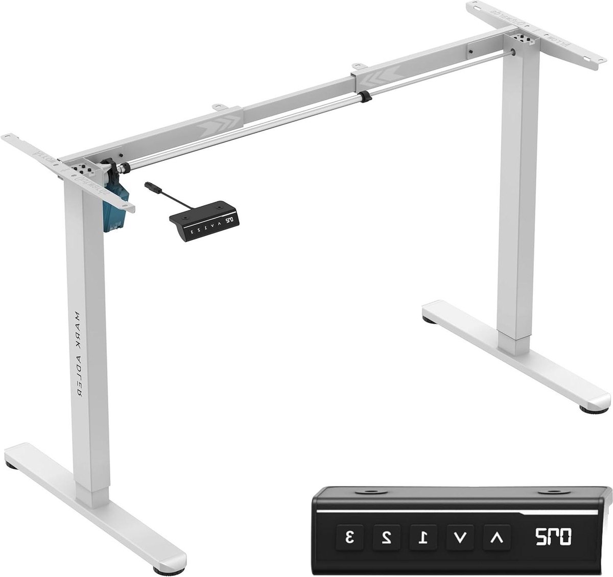 MARK ADLER Xeno 2.1 Elektrisch bureauframe, in hoogte verstelbaar, ergonomisch tafelframe, geheugenbediening, metalen frame, in hoogte verstelbaar bureau, wit